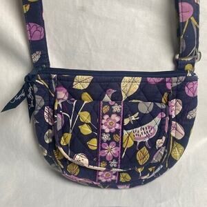 Vera Bradley Lizzy Crossbody Purse Purple Floral Nightingale Pattern Quilted